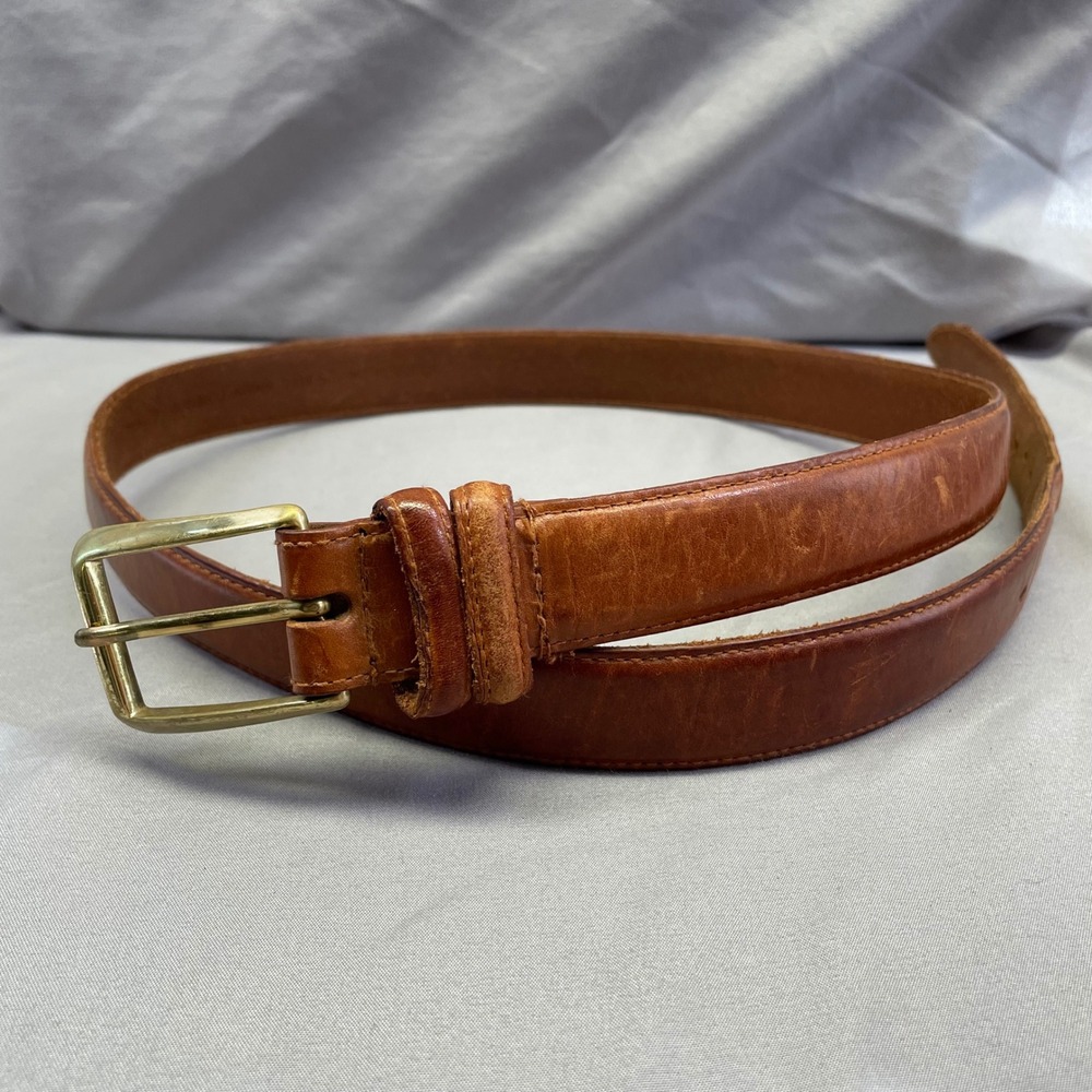 Full Grain Cowhide Leather Belt Brown Solid Brass Buckle 38‎ BC55008